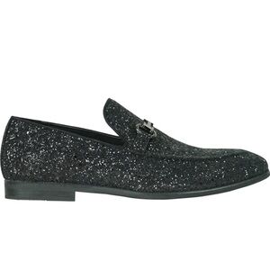 🛒👞🪻Bravo! Men’s Black Glitter Dress Shoe Loafer, Size 12 Medium.